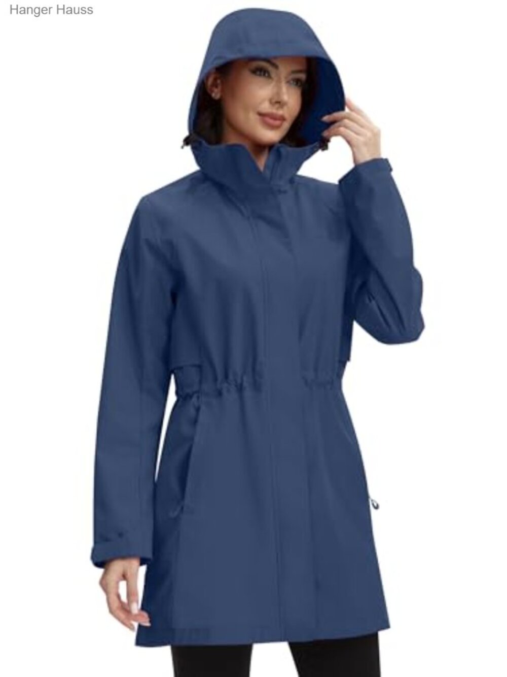 Women's Waterproof Long Raincoat Hood Lightweight Windbreaker Outdoor Jacket
